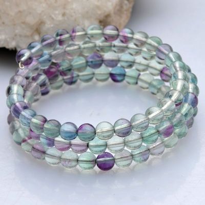 東海縣盛飾珠寶 廠家年底清倉，純天然螢石3圈6mm圓珠手鏈，天然健康與時尚的完美結合